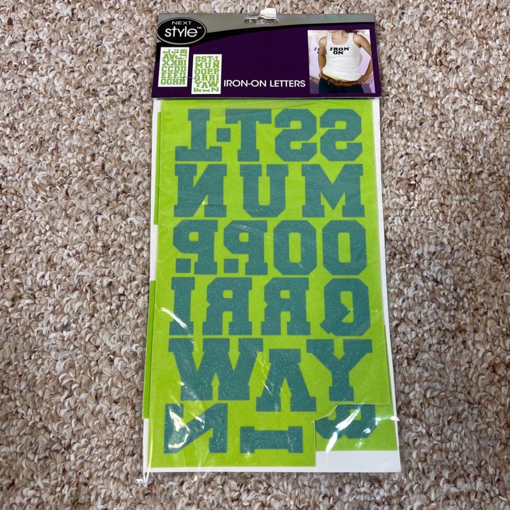 Next Style Athletic 1.5 Inch Iron On Letters Lime Green 44 Count WMAT150LKL